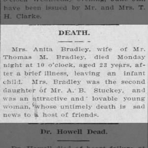 Death - Mrs. Anita Bradley